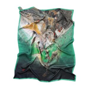 絵の綾「散華図 寂静」|日本画シルクスカーフ