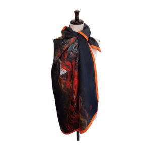 絵の綾「散華図 業火」｜日本画シルクスカーフ