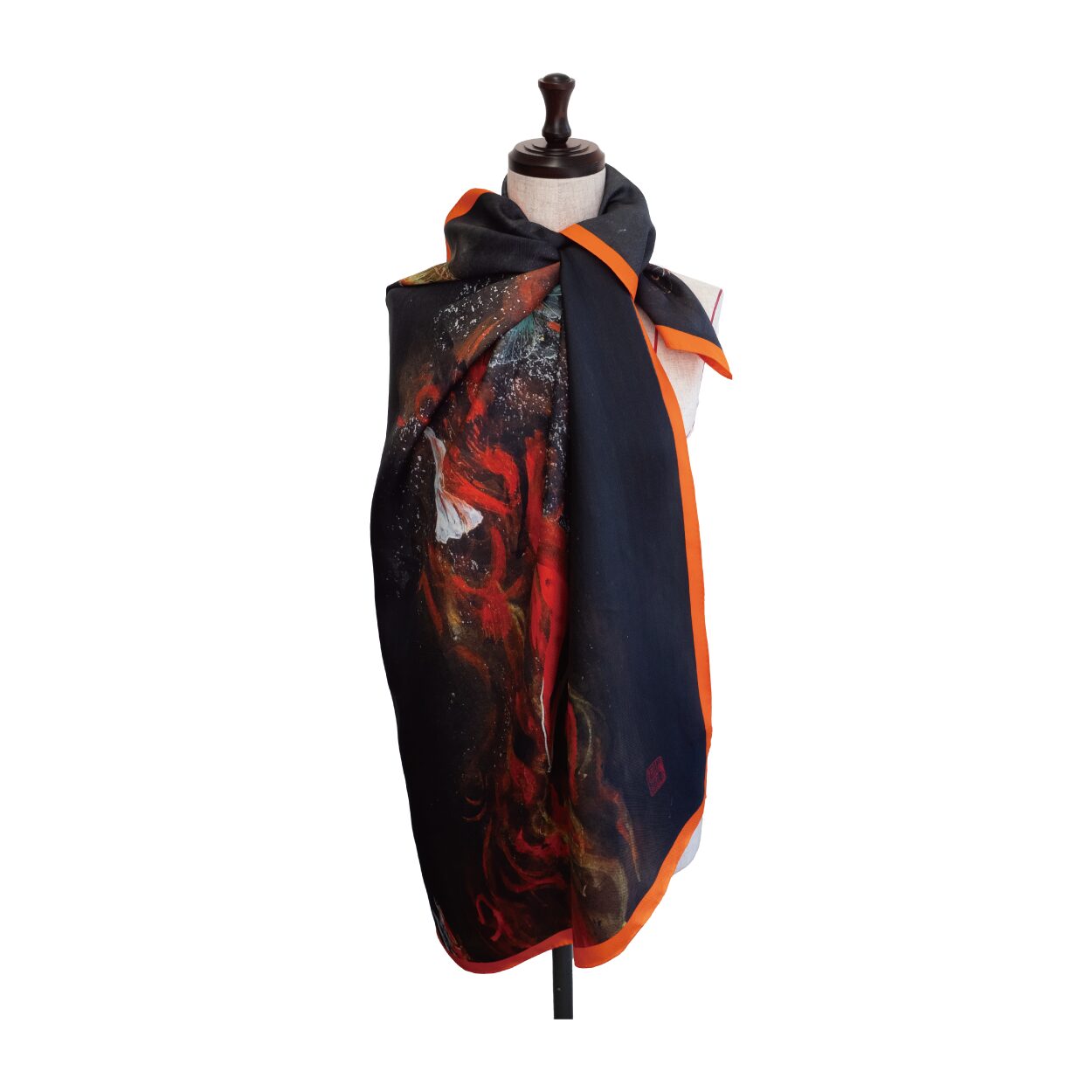 絵の綾「散華図 業火」｜日本画シルクスカーフ